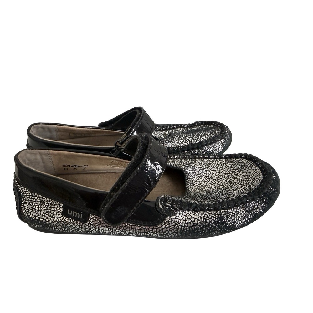 Umi Girls Black silver metallic  Patent Leather‎ Mary Janes size US 31 13